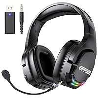 Wireless Gaming Headset for PS5, PC, PS4, Mac, Nintendo Switch, 2.4G USB Bluetooth Gaming Headphones with Surround Sound Detachable Noise Cancelling Microphone,ONLY 3.5mm Wired Mode for Xbox Series