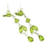 Green Peridot August Birthstone Designer Piece Top Jewelry 925 Sterling Silver Dangle Earring