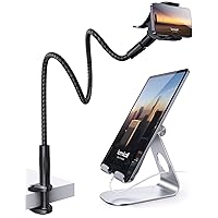 Lamicall Newest Nylon Braided Flexible Arm Gooseneck Phone Holder & Tablet Stand GP05&S1