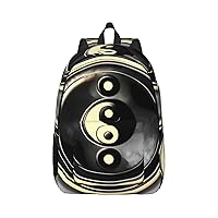 Yin Yang Pattern Print Canvas Laptop Backpack Outdoor Casual Travel Bag School Daypack Book Bag For Men Women