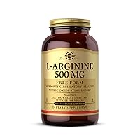 SOLGAR L-Arginine 500 mg - 250 Vegetable Capsules - Nitric Oxide Stimulator - Non-GMO, Vegan, Gluten Free, Dairy Free, Kosher - 250 Servings