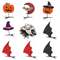9 Pieces Halloween Hair Clips, Cosplay Head Decorations Gothic Hair Pins Scary Pumpkin Hat Decor Bat Wings Hairpin Headpiece for Party Festival Costume Wear Hair Accessories for Women and GirlsCombo B