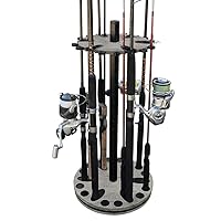 Rush Creek Creations Fishing Rod Holders for Garage 360 Degree Rotating Fishing Pole Rack, Floor Stand Holds up to 24 Rods. Fishing Gear Equipment Storage Organizer, Fishing Gifts for Men