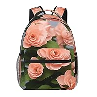 Chinese Rose Backpack, 15.7 Inch Large Backpack, Zippered Pocket, Lightweight, Foldable, Easy To Travel