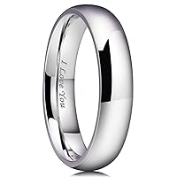 King Will BASIC 2mm/3mm/4mm/5mm/6mm/7mm Wedding Ring for Men Women Stainless Steel Wedding Band Laser I Love You Silver/Gold/Rose Gold Plated High Polished Dome Style Ring