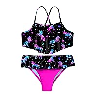 TiaoBug Baby Girls Rainbow Color Swimwear Two Piece Bathing Suit Bikini Tankini Beach Summer Swimsuit