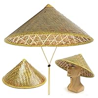 U&S Chinese Oriental Bamboo Sun Hat Dance Props Handmade Weave Rice Straw Tourism Rain Cap For Farmer Fishing Yellow