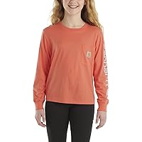 Carhartt Girls' Long-Sleeve Pocket Tee T-Shirt, Dubarry Pink, 3T