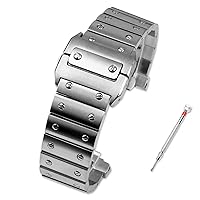 Solid Stainless Steel Watch Band For Cartier Santos 100 Series Men's Wristband Bracelet 23mm Butterfly Buckle Watch Accessories