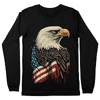 American Flag Eagle Long Sleeve T-Shirt - USA Flag Print Clothing - American Flag Gift
