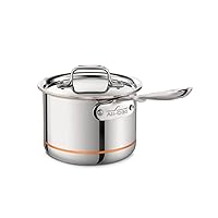 All-Clad Copper Core 5-Ply Stainless Steel Sauce Pan 2 Quart Induction Oven Broiler Safe 600F Pots and Pans, Cookware Silver