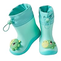Toddlers Children Rain Shoes Boys And Girls Water Shoes Dinosaur Cartoon Character Rain Shoes With Warm Shoes Size 12