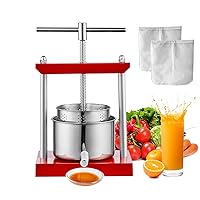 VEVOR Fruit Wine Press 0.53Gal/2L Grape Press For Wine Making Wine Press Machine w/Dual Stainless Steel Barrels Wine Cheese Fruit Vegetable Tincture Press w/T-shaped Handle & 0.1
