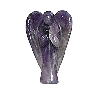 Hand Curved Natural Beautiful Amethyst Angel Gemstone Angel Pocket Guardian Angel Reiki Healing Stone Statue Positive Energy 2 inch