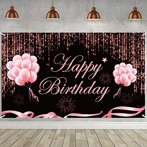 Mua 6 x  Happy Birthday Party Backdrop Banner, Large Fabric Washable  Glitter Sign Poster Background for 30th 40th 50th 60th 70th 80th Birthday  Party Supplies Decorations (Black Gold) trên Amazon Mỹ