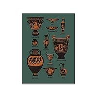 ESyem Posters Ancient Greek Pottery Poster Pottery Jars Green Background Wall Art Canvas Art Poster And Wall Art Picture Print Modern Family Bedroom Decor 12x16inch(30x40cm) Unframe-style