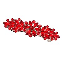 Red Austrian Hair Barrettes, Sparkly Zircon Crystal Hair Clips French Dedign Bridal Fashion Bling Rhinestons Hairpins, Wedding Hairgrip Hair Headwear Accessories for Women Girls Bride Bridesm (Type B)