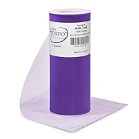 Expo International Decorative Matte Tulle, Roll/Spool of 6 Inches X 25 Yards, Polyester-Made Tulle Fabric, Matte Finish, Lightweight, Versatile, Washable, Easy-to-Use Purple
