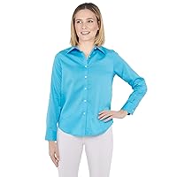 Ruby Rd. Women's Petite Wrinkle Resistant Solid Print Button Down Shirt