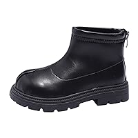 Black Platform Booties For Toddler Girls Front Zipper Cheer Shoes Outdoor Warm Non Slip Mary Jane Snow Gear for Kids