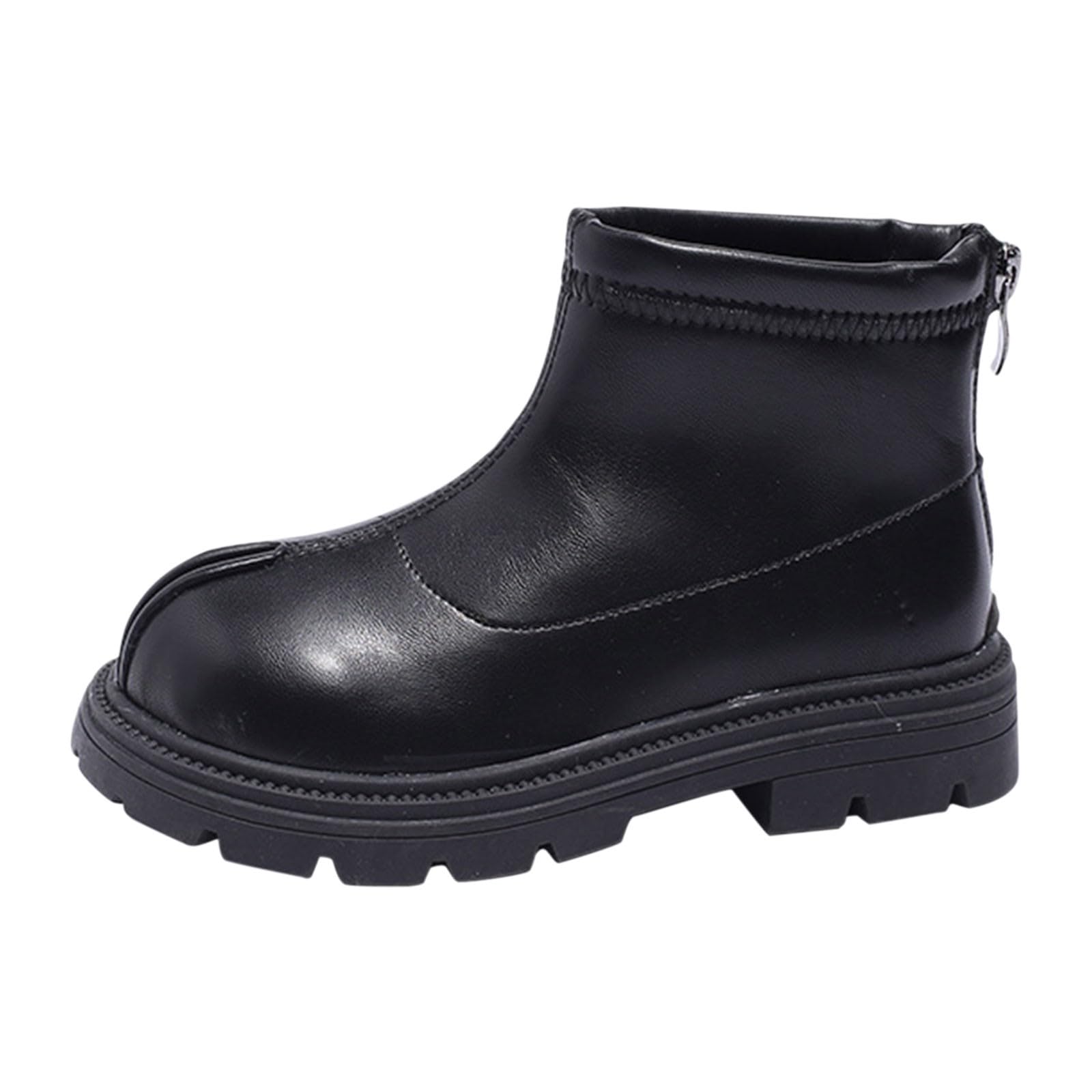 Girls Rain Boots Insulated Black Platform Booties For Toddler Girls Front Zipper Cheer Shoes 3 Toddler Girls Boots