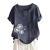 Dressy Tops for Women Night Out Partying New Summer Floral T Shirt Women Clothes Oversize Tops Plus Size Butto