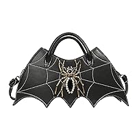 KUANG! Women Novelty Bat Spider Web Devil Tote Shoulder Bag Fashion Halloween Treat or Trick Handbags for Girls
