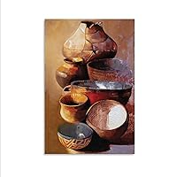 Indian Pot Art Poster Indian Ceramic Art Poster (2) Canvas Painting Wall Art Poster for Bedroom Living Room Decor 12x18inch(30x45cm) Unframe-style