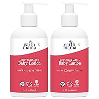 Earth Mama Simply Non-Scents Baby Lotion for Dry Skin, Calendula Cream for Newborn Skin Care, Organic Moisturizer for Children with Aloe Juice, Rooibos, & Shea Butter, Fragrance Free, 8-Fl oz (2-Pk)