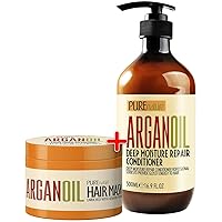 Moroccan Argan Oil Conditioner and Hair Mask SLS Sulfate Free - Best Hair Conditioner for Damaged, Dry, Curly or Frizzy Hair - Thickening for Fine/Thin Hair, Safe for Color and Keratin Treated Hair