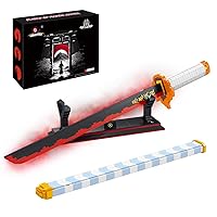EP EXERCISE N PLAY Sword Building Kits, 27in Kyojuro Rengoku Building Sets with Scabbard and Stand, Building Block of Sword, 790Pieces, Cosplay Sword Building Sets Gift for Adults Teen Boys 8+