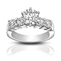 1.70 ct Women's Round Cut Diamond Engagement Accented Ring in 14 kt White Gold