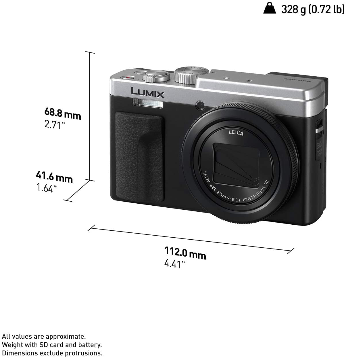 Panasonic LUMIX ZS80D 4K Digital Camera, 20.3MP 1/2.3-inch Sensor, 30X Leica DC Vario-Elmar Lens, F3.3-6.4 Aperture, WiFi, Hybrid O.I.S. Stabilization, 3-Inch LCD, DC-ZS80DS (Silver)