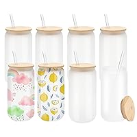 8 Pack Sublimation Beer Drinking Cups with Bamboo Lids & Straw 18oz