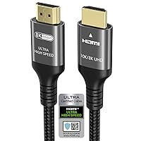 10k 8k 4k HDMI Cable 15 FT, Certified Ultra High Speed HDMI® Cable 4k 144Hz 120Hz 8k 60Hz 2k 240Hz 48Gbps 0.03ms HDR10+ ARC eARC HDCP2.3 Compatible for Mac RTX4090 PC TV PS5 Xbox