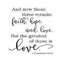 Kids Room Home Decor Wall Sticker and Now These Three Remain Faith, Hope and Love Reusable Wall Stickers for Teen Room Living Room Bathroom Trucks Vinyl