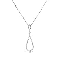The Diamond Deal 18kt White Gold Womens Necklace Geometric Design VS Diamond Pendant 0.63 Cttw (16 in, 2 in ext.)