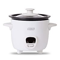Dash Mini Rice Cooker Steamer with Removable Nonstick Pot, Keep Warm Function & Recipe Guide, 2 cups, for Soups, Stews, Grains & Oatmeal - White