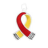 Fundraising For A Cause | Small Two Sided Red & Yellow Ribbon Awareness Charms – Red & Yellow Ribbon-Shaped Charms & Pendants for COVID-19, Hepatitis C, HIV/HCV Co-Infection Awareness