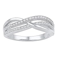 The Diamond Deal 10kt White Gold Womens Round Diamond Crossover Band Ring 1/5 Cttw
