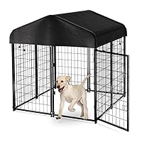 PawGiant Dog Kennel Outdoor Dog House with Roof Waterproof Cover for Medium to Small Dog Outside 4ft x 4ft x 4.5ft, Dog Enclosures Pet Crate Cage Playpen Dog Run Indoor