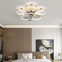 Chandelieres Nordic Fan Ceiling Light Summer Fan Chandelier for Bedroom Living Dining Room Study Remote Control Three Gears Fixtures Interesting Life/Gold/50Cm