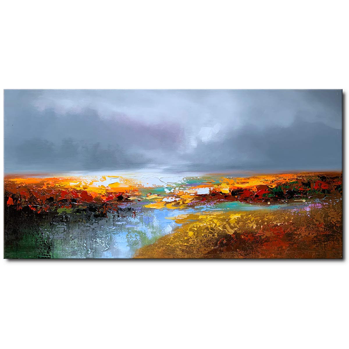Large Abstract Landscape Wall Art Handmade Oil Painting on Canvas Modern Home Decor
