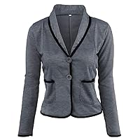 Andongnywell Women's Long Sleeve Formal Notch Lapel Button Down Blazer Pocket Jacket Outwear Overcoats
