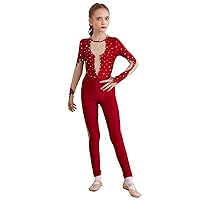 CHICTRY Girls' Ballet Suit Long Sleeves Dance Gymnastics Full Body Suit Unitard Figure Skating Body Sport Jumpsuit