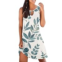 Summer Dresses for Women 2024 Beach Floral Print Tank Sundress Sleeveless A Line Flowy Vacation Dress Cruise Outfits