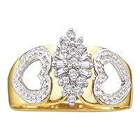 The Diamond Deal 14kt Yellow Gold Womens Round Diamond Double Heart Cluster Ring 1/8 Cttw