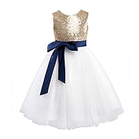Sequin Tulle Wedding Flower Girl Dress Junior Bridesmaid Dress