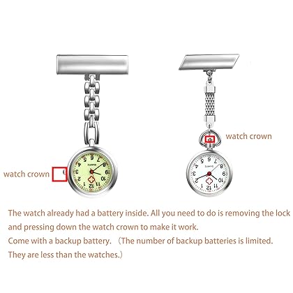 Nurse Watch with Second Hand for Women and Men 1-5 Pack Simple Classic Nurses Doctors Paramedic Tunic Lapel Pin-on Brooch Quartz Fob Watch Large Arabic Numeral Mark