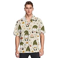Forest Gnomes Mushrooms Mens Button Down Shirt Men Casual Short Sleeve Hawaiian Shirts Aloha Shirt S